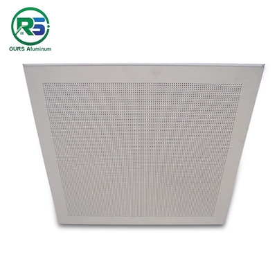 Acoustic Fireproof 595 X 595mm Perforated Metal Ceiling Tiles With White Color